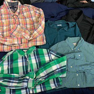 Mens L Button Up Shirt Clothing Lot Bundle Mixed B